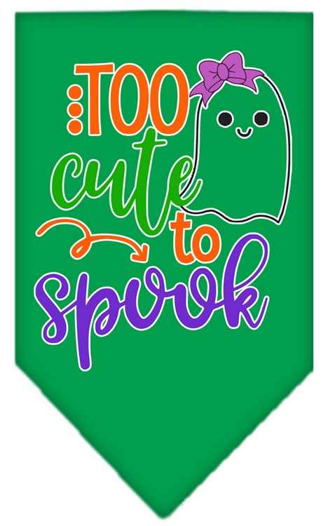 Too Cute to Spook-Girly Ghost Screen Print Bandana Emerald Green Small